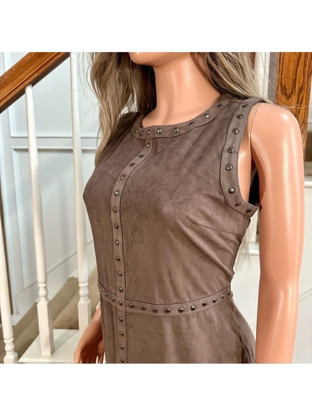 NWT brown super soft faux suede studded dress - Picture 5 of 11
